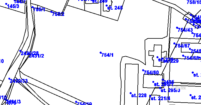 Parcela st. 754/1 v KÚ Malý Bor, Katastrální mapa