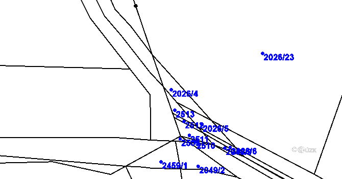 Parcela st. 2026/4 v KÚ Malý Bor, Katastrální mapa