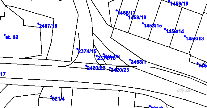 Parcela st. 2457/8 v KÚ Malý Bor, Katastrální mapa