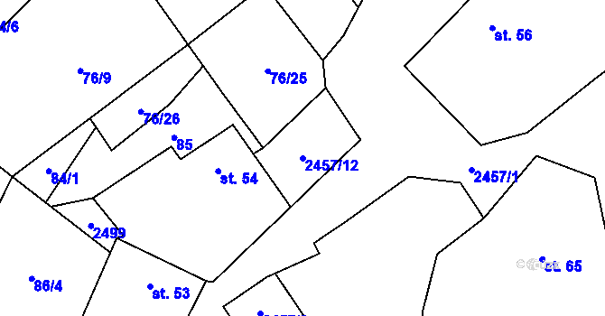 Parcela st. 2457/12 v KÚ Malý Bor, Katastrální mapa