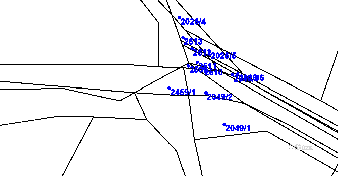 Parcela st. 2459/1 v KÚ Malý Bor, Katastrální mapa