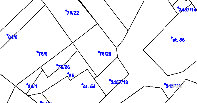 Parcela st. 76/25 v KÚ Malý Bor, Katastrální mapa