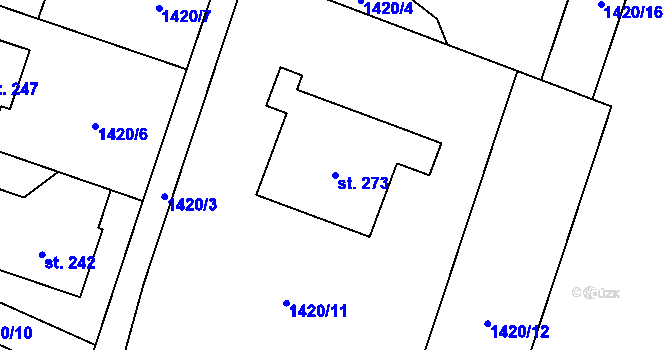 Parcela st. 273 v KÚ Malý Bor, Katastrální mapa