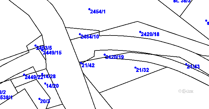 Parcela st. 2420/19 v KÚ Malý Bor, Katastrální mapa