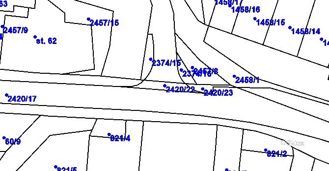 Parcela st. 2420/22 v KÚ Malý Bor, Katastrální mapa