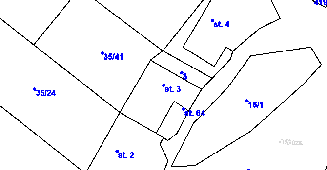 Parcela st. 3 v KÚ Malý Jeníkov, Katastrální mapa