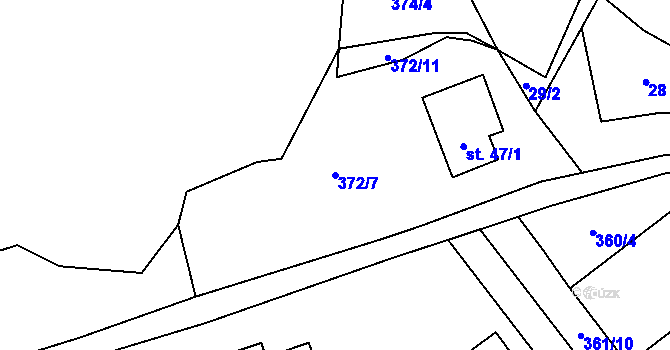 Parcela st. 372/7 v KÚ Malý Jeníkov, Katastrální mapa