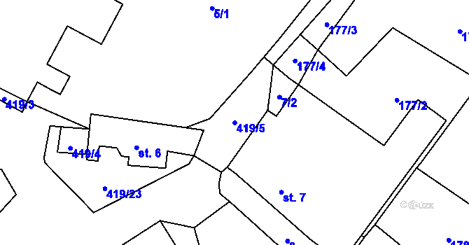 Parcela st. 419/5 v KÚ Malý Jeníkov, Katastrální mapa