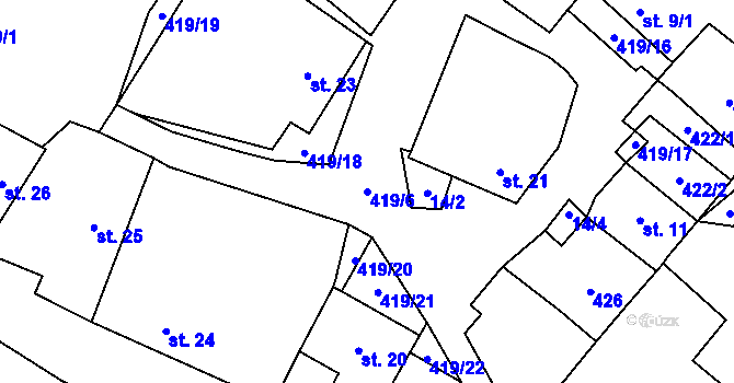 Parcela st. 419/6 v KÚ Malý Jeníkov, Katastrální mapa