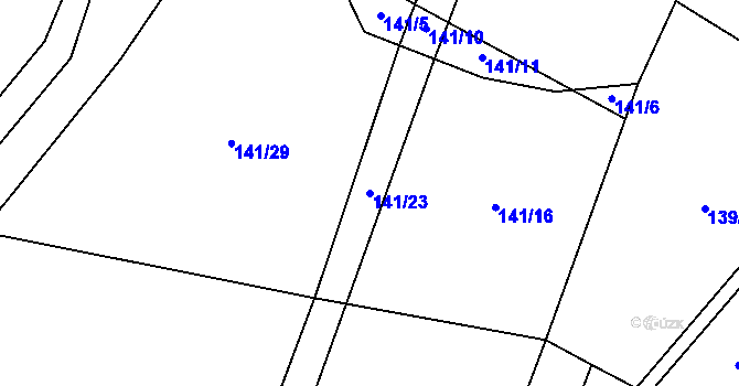 Parcela st. 141/23 v KÚ Malý Jeníkov, Katastrální mapa