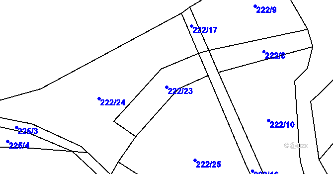 Parcela st. 222/23 v KÚ Malý Jeníkov, Katastrální mapa