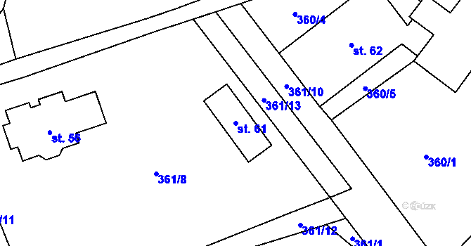 Parcela st. 61 v KÚ Malý Jeníkov, Katastrální mapa