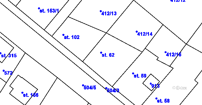 Parcela st. 62 v KÚ Jelenice u Mělníka, Katastrální mapa
