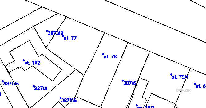 Parcela st. 78 v KÚ Jelenice u Mělníka, Katastrální mapa