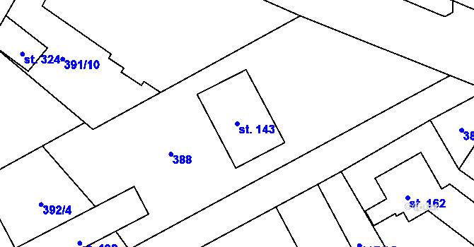 Parcela st. 143 v KÚ Jelenice u Mělníka, Katastrální mapa