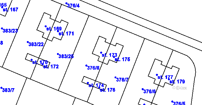 Parcela st. 173 v KÚ Jelenice u Mělníka, Katastrální mapa