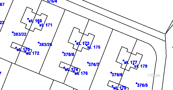 Parcela st. 175 v KÚ Jelenice u Mělníka, Katastrální mapa