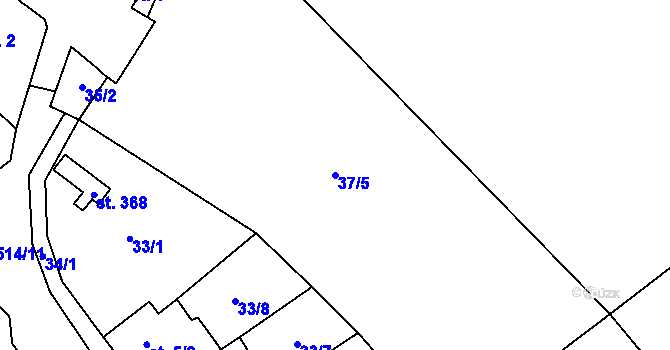 Parcela st. 37/5 v KÚ Jelenice u Mělníka, Katastrální mapa