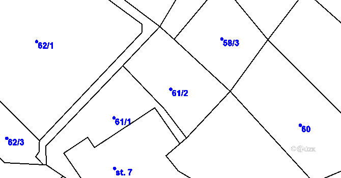 Parcela st. 61/2 v KÚ Jelenice u Mělníka, Katastrální mapa