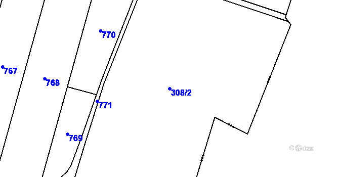 Parcela st. 308/2 v KÚ Jelenice u Mělníka, Katastrální mapa