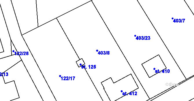 Parcela st. 403/8 v KÚ Jelenice u Mělníka, Katastrální mapa