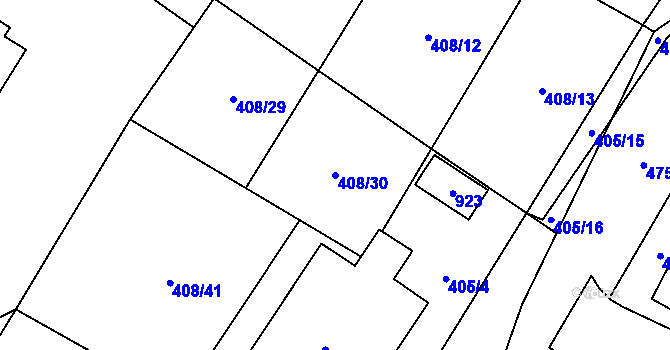 Parcela st. 408/30 v KÚ Jelenice u Mělníka, Katastrální mapa