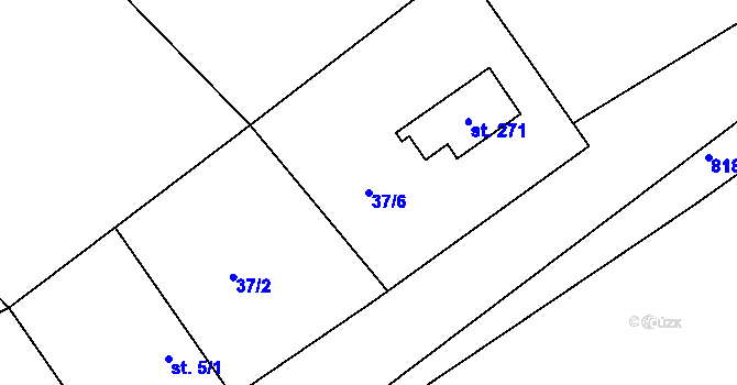 Parcela st. 37/6 v KÚ Jelenice u Mělníka, Katastrální mapa