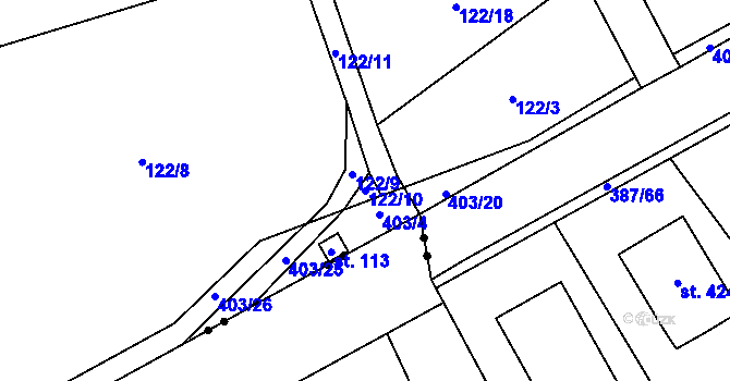 Parcela st. 122/10 v KÚ Jelenice u Mělníka, Katastrální mapa