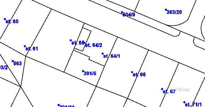 Parcela st. 64/1 v KÚ Jelenice u Mělníka, Katastrální mapa