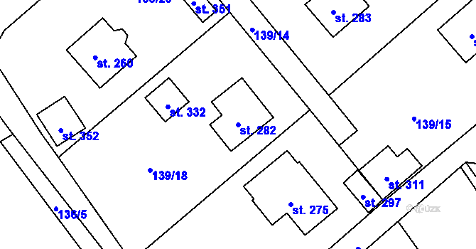 Parcela st. 282 v KÚ Jelenice u Mělníka, Katastrální mapa
