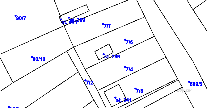Parcela st. 299 v KÚ Jelenice u Mělníka, Katastrální mapa