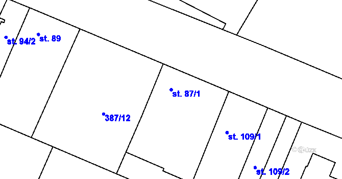 Parcela st. 87/1 v KÚ Jelenice u Mělníka, Katastrální mapa
