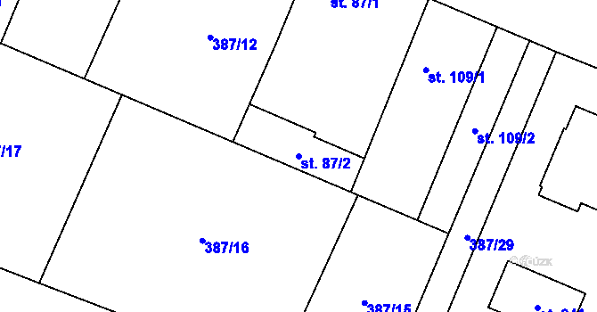 Parcela st. 87/2 v KÚ Jelenice u Mělníka, Katastrální mapa