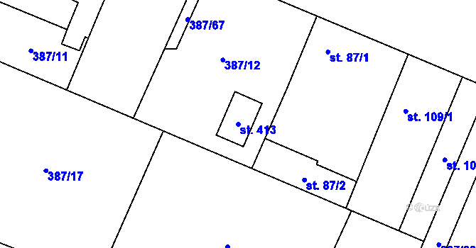 Parcela st. 413 v KÚ Jelenice u Mělníka, Katastrální mapa