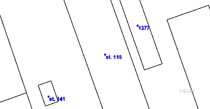 Parcela st. 115 v KÚ Malý Újezd, Katastrální mapa