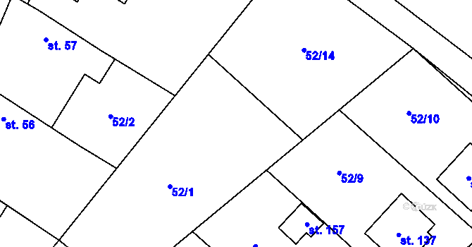Parcela st. 52/1 v KÚ Malý Újezd, Katastrální mapa