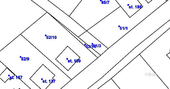 Parcela st. 52/11 v KÚ Malý Újezd, Katastrální mapa