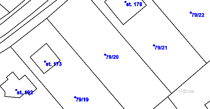 Parcela st. 79/20 v KÚ Malý Újezd, Katastrální mapa