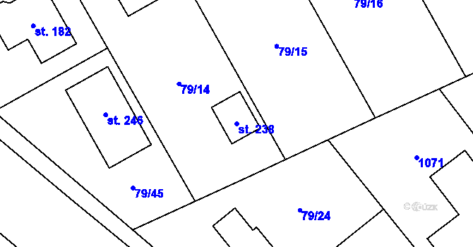 Parcela st. 238 v KÚ Malý Újezd, Katastrální mapa
