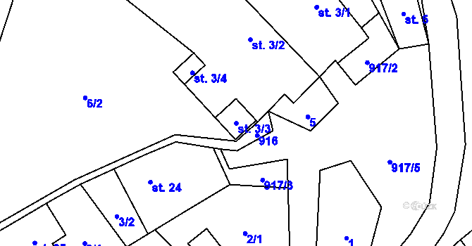 Parcela st. 3/3 v KÚ Brdo u Manětína, Katastrální mapa