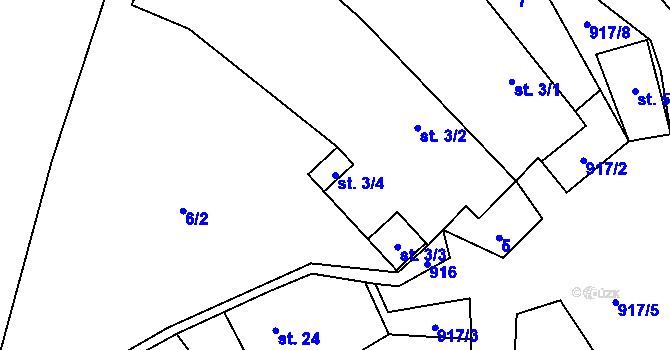 Parcela st. 3/4 v KÚ Brdo u Manětína, Katastrální mapa