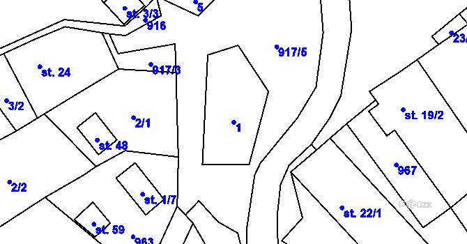 Parcela st. 1 v KÚ Brdo u Manětína, Katastrální mapa