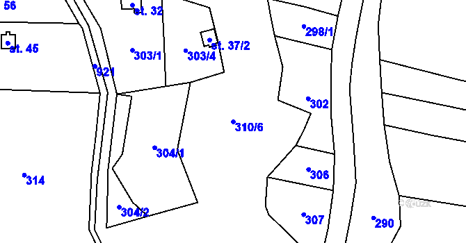 Parcela st. 310/6 v KÚ Brdo u Manětína, Katastrální mapa