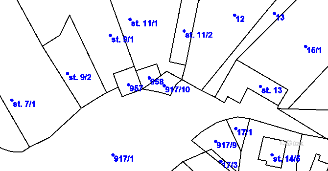 Parcela st. 917/10 v KÚ Brdo u Manětína, Katastrální mapa