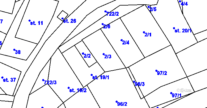 Parcela st. 2/3 v KÚ Česká Doubravice, Katastrální mapa