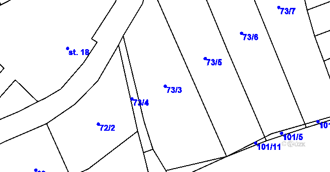 Parcela st. 73/3 v KÚ Česká Doubravice, Katastrální mapa