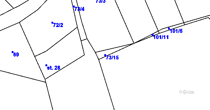 Parcela st. 73/15 v KÚ Česká Doubravice, Katastrální mapa