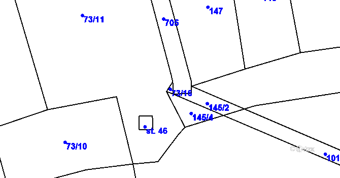 Parcela st. 73/16 v KÚ Česká Doubravice, Katastrální mapa