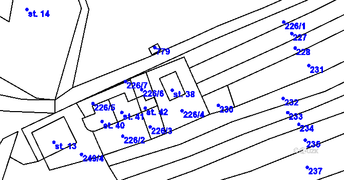 Parcela st. 38 v KÚ Hrádek u Manětína, Katastrální mapa
