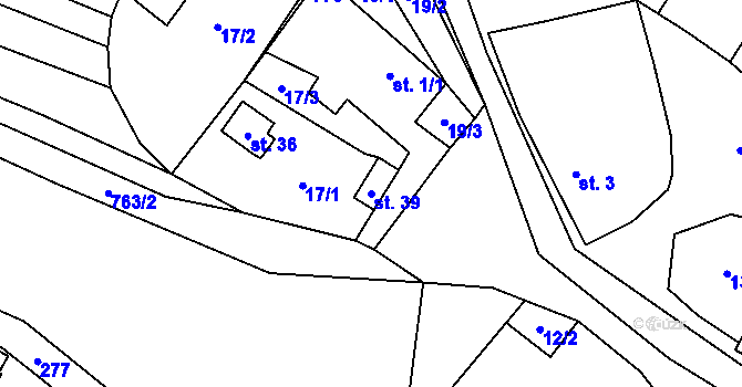 Parcela st. 39 v KÚ Hrádek u Manětína, Katastrální mapa